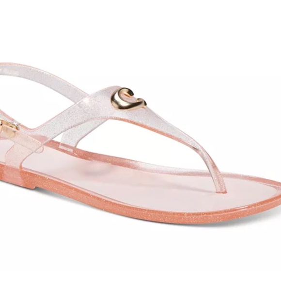 New Coach Natalee Jelly Thong Sandals Women's Rose Gold Size 8B - Picture 1 of 11